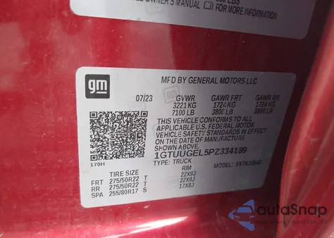 2023 GMC Sierra 1500 4Wd Short Box Denali from USA, damaged, VIN 1GTUUGEL5PZ334189